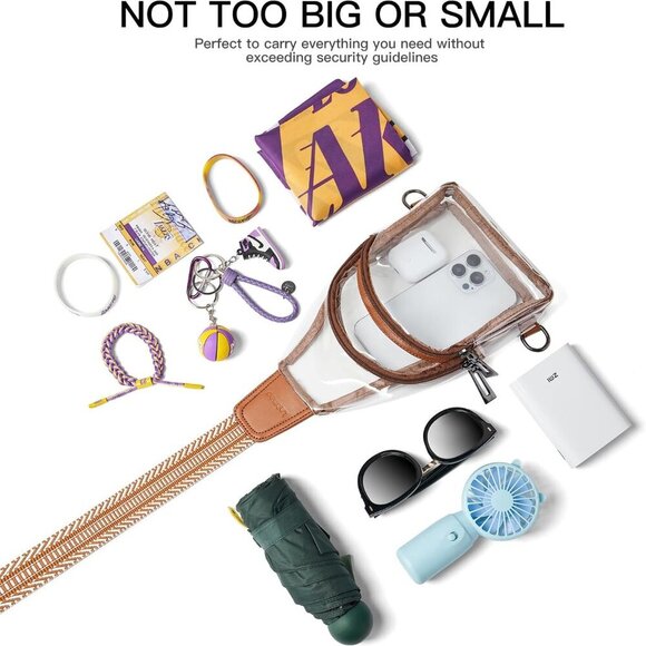 Clear bags Stadium Approved Crossbody Sling Bag Fanny Pack Backpack Purses for W - Picture 3 of 8